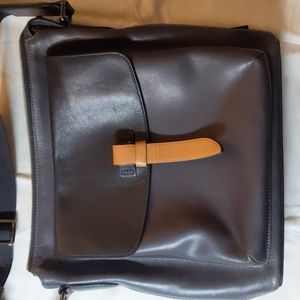 TUMI Black Leather Messenger Bag